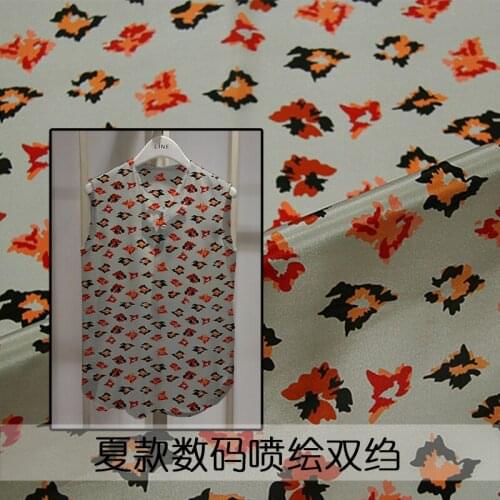 138cm new inkjet silk crepe de chine fabric12mm floral T-shirt shirt dress crepe de chine silk fabric wholesale silk cloth