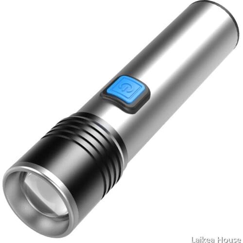 New LED Mini Flashlight Strong Light USB Charging Portable Adjustable Focus Outdoor Lighting Gift Small Flashlight 3 Modes