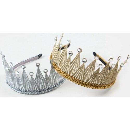 1PCS/LOT Ring Bearer Crown Solid Hairband Prince Royal Style Kids Headbands Shinning Crystal Luxury Crown Girls Headbands Prince