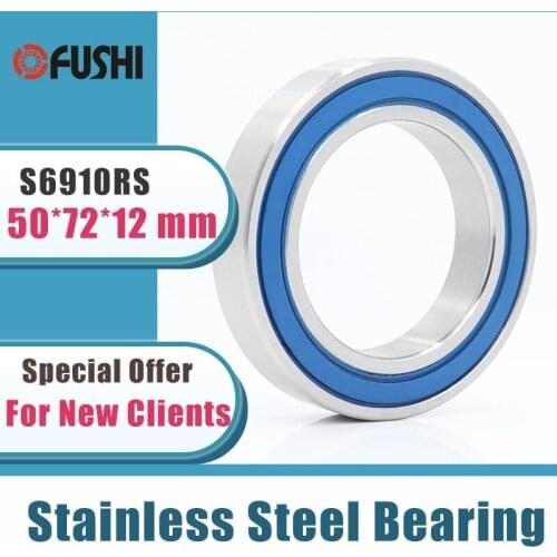 2PCS S6910RS Bearing 50*72*12 mm ABEC-3 440C Stainless Steel S 6910RS Ball Bearings 6910 Stainless Steel Ball Bearing