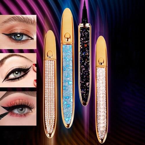 2 in 1 Eye Liner Pen Diamond Bling Liquid Eyeliner No Glue Non-Magnetic Quick Drying Long-Lasting Eye Liner for Eye Makeup