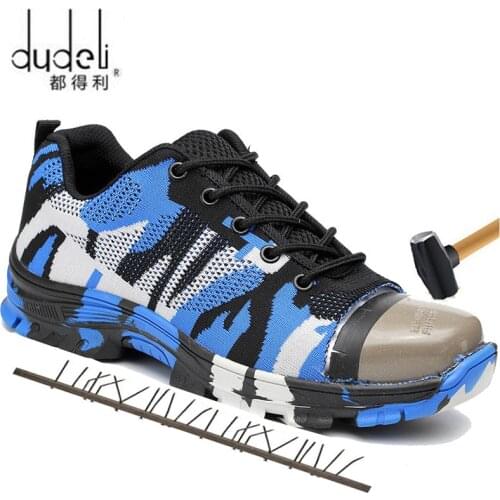 Work Boots Construction Mens Outdoor Steel Toe Cap Shoes Men Camouflage Puncture Proof High Quality Safety Shoes Plus Size
