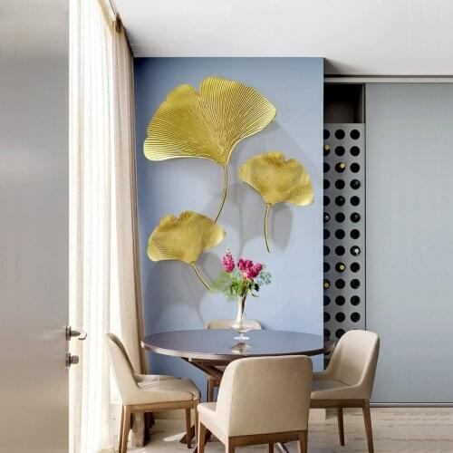 Modern Ginkgo Leaf Iron Metal Wall Decorations Home Wall Crafts Decoration Living Room Background Metal Ornaments Wall Hanging