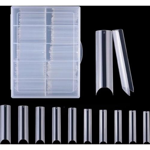 200pcs XL Extra Long Square False Nail Tips C Curved Straight Nails Manicure Nail Art Decoration Tools Artificial Acrylic Fake