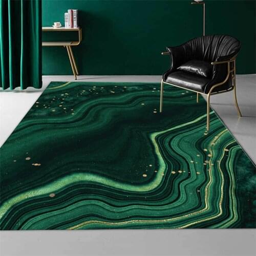 Dark Green Marble Large Rugs Living Room Decoration Abstract Turquoise Floor Mat Room Washable Non-slip Table Chair Mat Soft