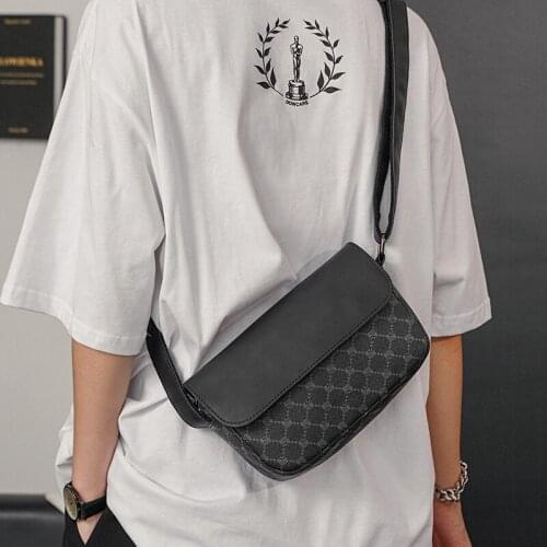 Tidog Japanese retro printed trendy mens bag zipper single shoulder bag