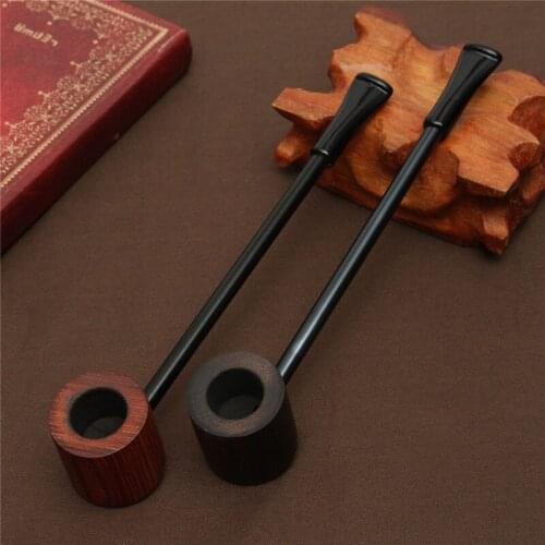 Ebony Wood Pipe Smoking Pipes Portable Smoking Pipe Herb Tobacco Pipes Grinder Smoke Gifts Black/Coffee Random