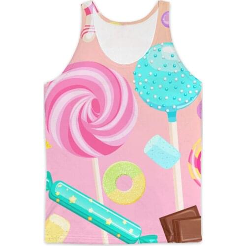 Real USA American Size Candy Shop sublimation printing breathable Tank tops plus size 3XL 4XL 5XL 6XL