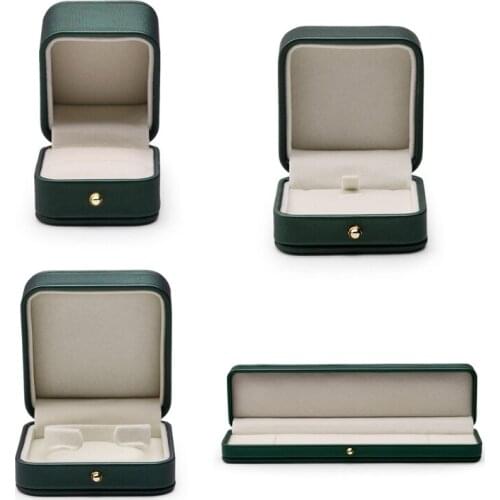 Gorgeous Blackish Green Ring Box Premium Leather Ring Bearer Box for Wedding,Proposal Jewelry Gift Case K3ND