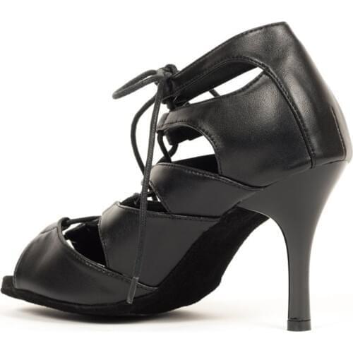 Evkoodance Professional Leather Dance Boots Women Black 8.5cm Metal Heel Latin Salsa Ballroom Dance Shoes Free Shipping