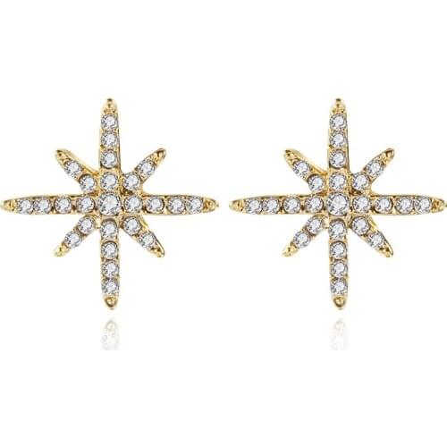 New Women Star Earrings Three-color Star Stud Earrings Fashion CZ Cubic Zirconia Earrings Birthday Ear Jewelry To Girlfriend