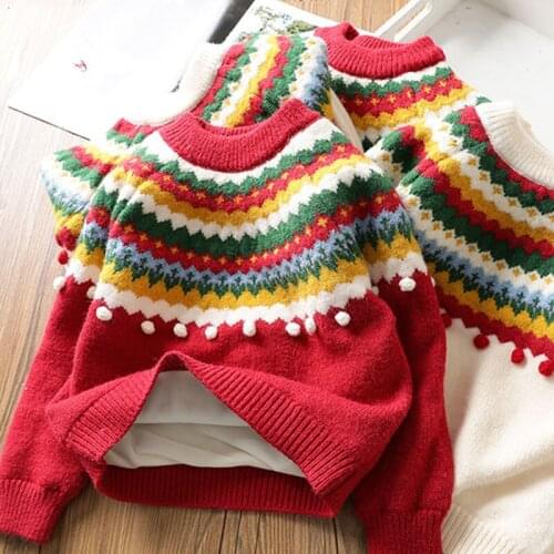 IENENS Winter Sweater Baby Girls Clothes Toddler Keep Warm Coats Children Cartoon Thicken Wool Tops Kids Plus Velvet Sweatshirts