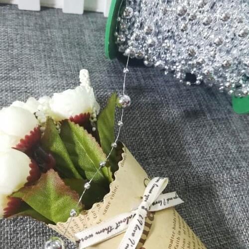 1M New Transparent Beads Gold Silver Sequin Beaded Fabric Lace Trim Sewing Accessories Bride Wedding Headwear Craft Supplies RG1