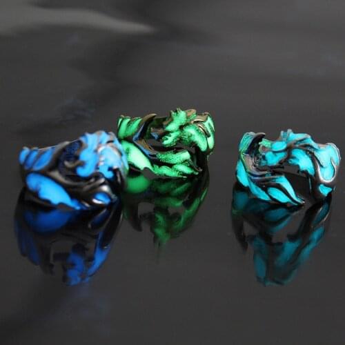 1 Pcs Men Dragon Ring Circle Finger Hoop Luminous Glow in the Dark Gift Jewelry TT@88