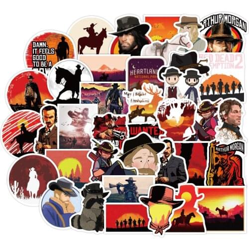 10/50pcs Game Stickers Red Dead Western Cowboy Style Redemption for Mobile Phone Laptop Luggage Skateboard Waterproof Stickers