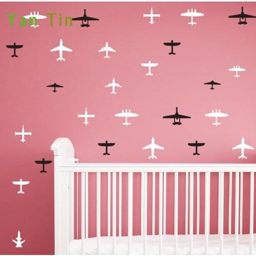 12pcs/set Mixed Size Removable Airplane Shape Wall Stickers For Kids Rooms Cartoon Aircraft Wallpaper Boys Gifts PVC Art Mural