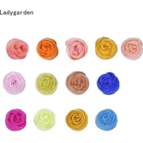 130g Materials Soft Mix Colors Dyed Felting Wool Tops Roving Wool Fibre Hand Spinning for Needle DIY Doll Needlework Tools