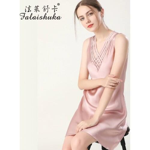 16 momme Noble 100% natural silk women nightgown sleeveless genuine silk sexy V-neck nightdress women sleepwear S5687