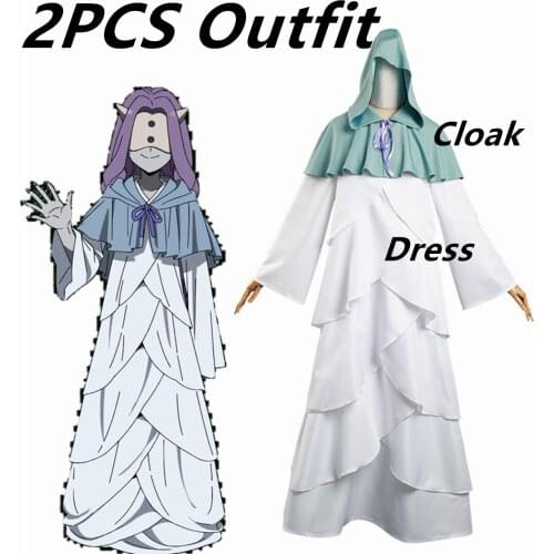 2021 The Promised Neverland Mujika Cosplay Dresses Ghost Mujika Costumes Cloak and Dress Full Outfit Halloween Carnival Costume