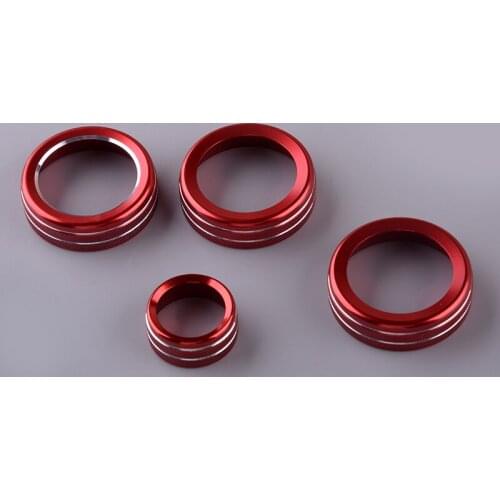 4pcs 4WD& Headlight & Rearview Mirror Switch Knob Ring Trim Cover Aluminum Alloy Fit For Ford F150 2009 2010 2011 2012 2013 2014