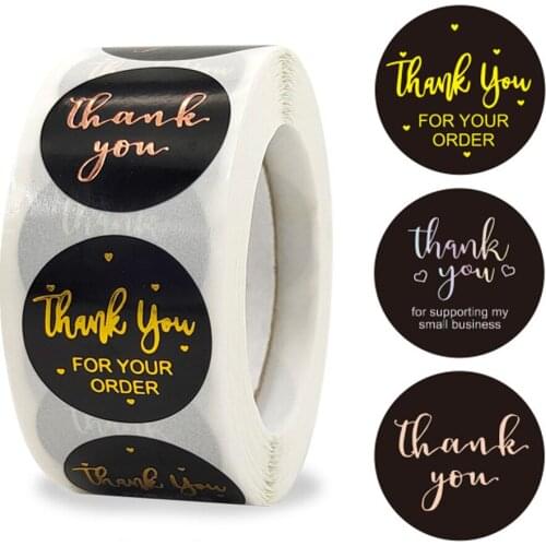 500Pcs/Roll "Thank you for your order"sticker for envelope sealing labels sticker black green gold sticker stationery supply