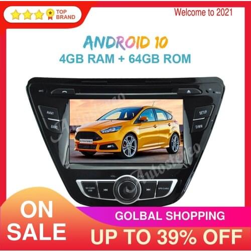 Android 10.0 64GB PX6 Car GPS Navigation for Hyundai Elantra 2014+ Avante Auto Stereo Head Unit Multimedia Player Radio Recorder