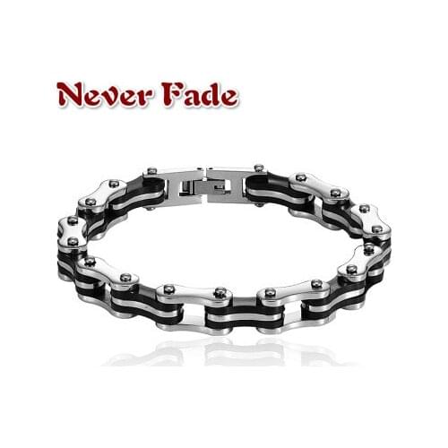 Never Fade Men Biker Bicycle Motorcycle Chain Bracelet Bangle Punk Titanium Bracelet Men Bangle Men Jewelry Trendy Bracelet