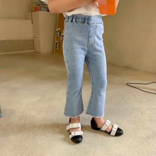Kids Pants Solid Girls Slim-Fit Stretch Jeans New Summer Children Fashion Loose Denim Trousers Toddler Thin Casual Flared Pant
