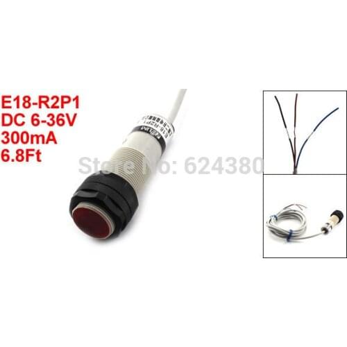 E18-R2P1 Retroreflective Type Infrared Ray IR Photoelectric Switch Photo Sensor 6-36V DC 300mA PNP NO 3-Wire 2M Detection