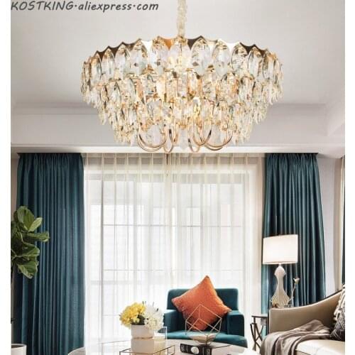 Crystal chandelier living room luxury modern villa simple creative designer American bedroom dining room lamps