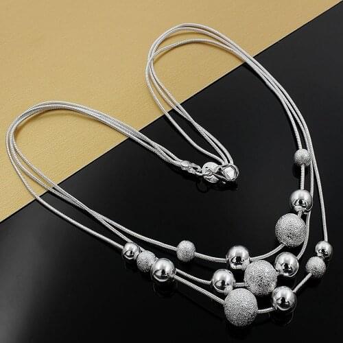 Fine jewelry charm silver color bead necklace classic high-quality fashion accessories priced at direct wholesale gift N020