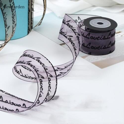 Kewgarden Handmade Tape 40mm 25mm Letter Lace Fabric Voile Ribbons DIY Hair Bow Accessories Satin Ribbon Packing Wedding 5 Meter