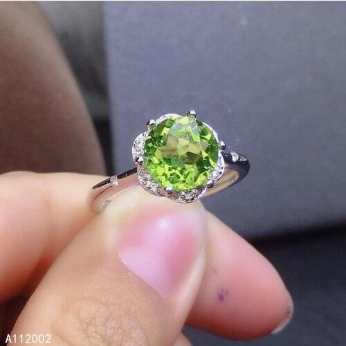 KJJEAXCMY fine jewelry natural Peridot 925 sterling silver adjustable women ring support test classic