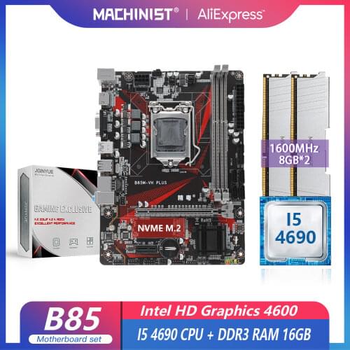 B85 LGA1150 motherboard set kit with Intel I5-4590 processor 16G(2*8G) ddr3 ram Micro-ATX M.2 NVME SSD USB3.0 B85M-VH PLUS
