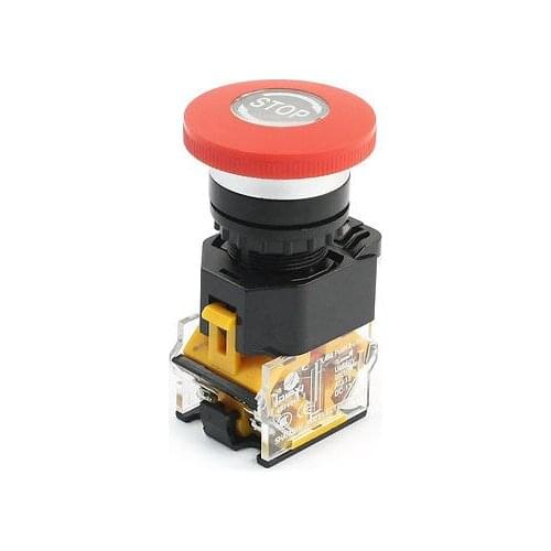 Red Mushroom Head Panel Mount Locking DPST Emergency Stop Switch AC660V 10A