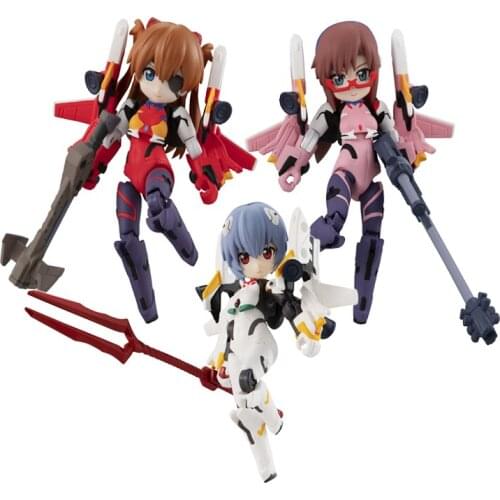 Evangelion Ayanami Rei Asuka Mari 3Pcs/set Cute Cartoon Model Q Version Japanese Anime Figure Collectibles Pvc Model Toys Gift