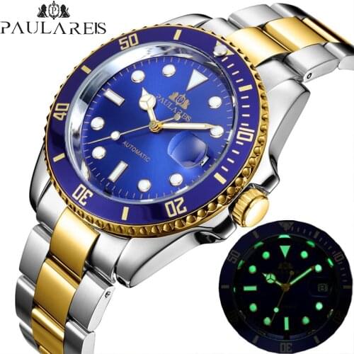 2021 New Mens Automatic Mechanical Watch Casual Fashion Stainless Steel Waterproof Watch Top Brand Luxury Watch Mens Luminous