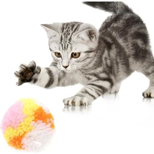 Soft Fluffy Cat Pompom Ball Cat Toy Interactive Colorful Cat Pompom Ball Toy For Kittens Favorite мягкие игрушки Pet Supplies