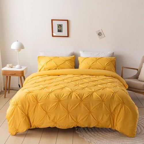 Pleat Duvet Cover Set Solid Color Bedding Double Bed Queen 200x200 Bedspread 2 Places Euro Couple Quilt Home Textile Luxury