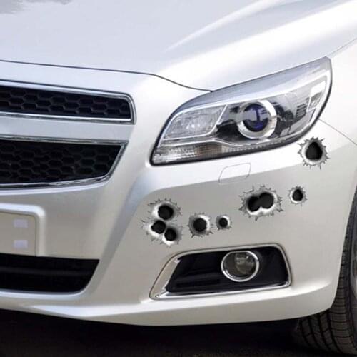 1PCS Car Styling 3D Fake Bullet Hole Gun Shots Funny Car Helmet Stickers Decals Emblem Creative personalized Stickers