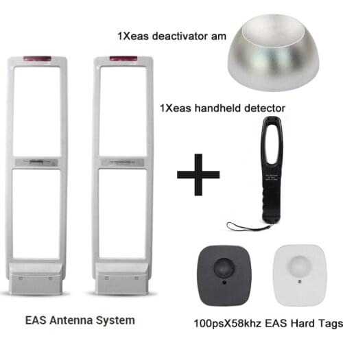 EAS New Arrival Anti Theft Gate Security Antenna RF Antenna Alarm System With Hard Labels Tags & Deactivator & Handheld Tester