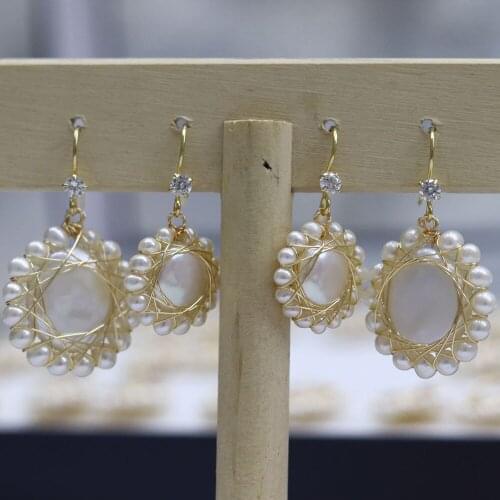 New Style Fashion Round Winding Freshwater Pearl Earring Charms For Elegant Women Love Romantic Jewelry Gift