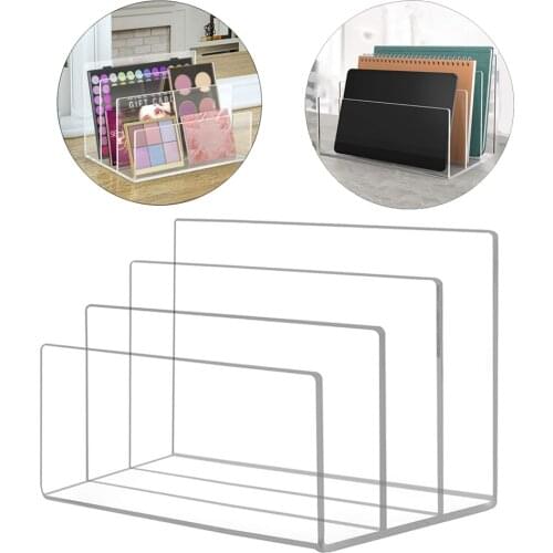 Pack of 1 Clear Thicken Acrylic Bookend Creative Multi-grids Cosmetics Organizer Holders Decorative Book Stands for Home