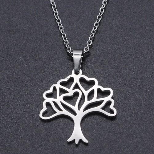 Tree of Life Stainless Steel Charm Necklace for Women Dropshipping Dainty Steel Necklaces Fashion Jewelry Necklaces Wholesale