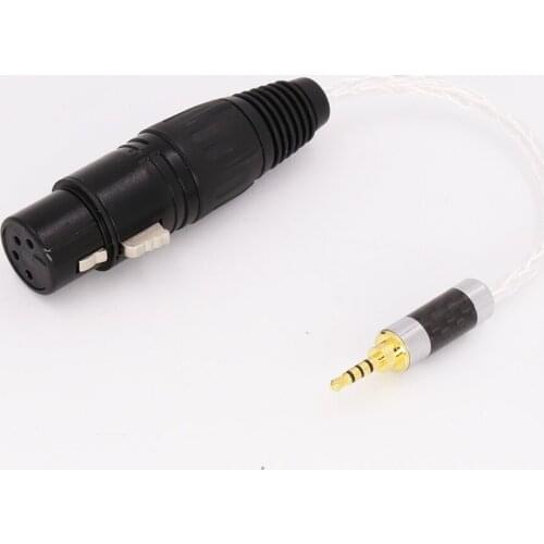 20cm 8" 2.5mm Headphone to 4 Pin XLR Female Aux Cable TRRS Audio Jack Pole 7N OCC Copper Silver plated Adapter Cable