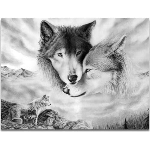Modern Minimalism Style Black And White Cool Wolf Animal Canvas Painting Posters And Prints Wall Pictures For Living Room Decor