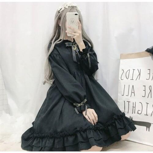 Lolita dress soft sister wind retro dark cute bow moon lolita skirt ruffled cute