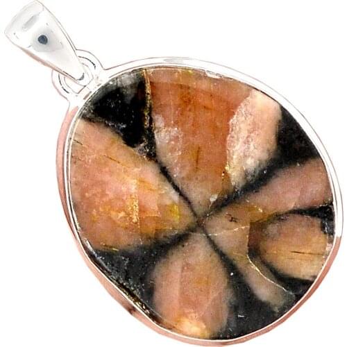 Genuine CHIASTOLITE Pendant 925 Sterling Silver, 46.4 mm, AP6345