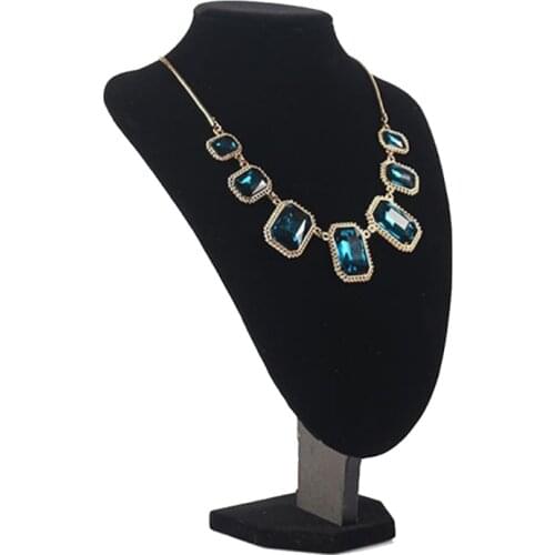 Black Suede Mannequin Stand Necklace Jewelry Display Stand Portrait Neck Stand Jewelry Stand Props for store Display B03B