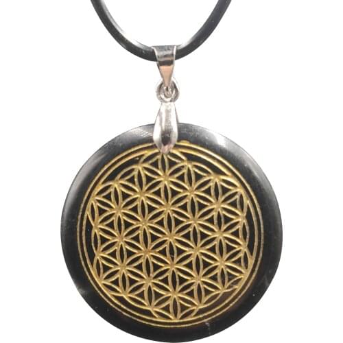 30mm High quality natural stone quartz white crystal pendant pendulum flower of life pendants 7 chakra pendule orgonite necklace